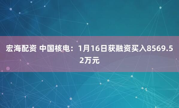 宏海配资 中国核电：1月16日获融资买入8569.52万元