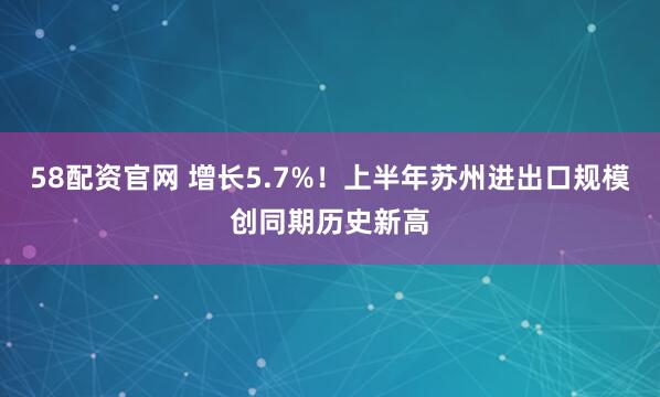 58配资官网 增长5.7%！上半年苏州进出口规模创同期历史新高
